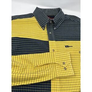 VTG 90s Mo Betta Garth Brooks Western Shirt XL Blue Yellow Check Color Block